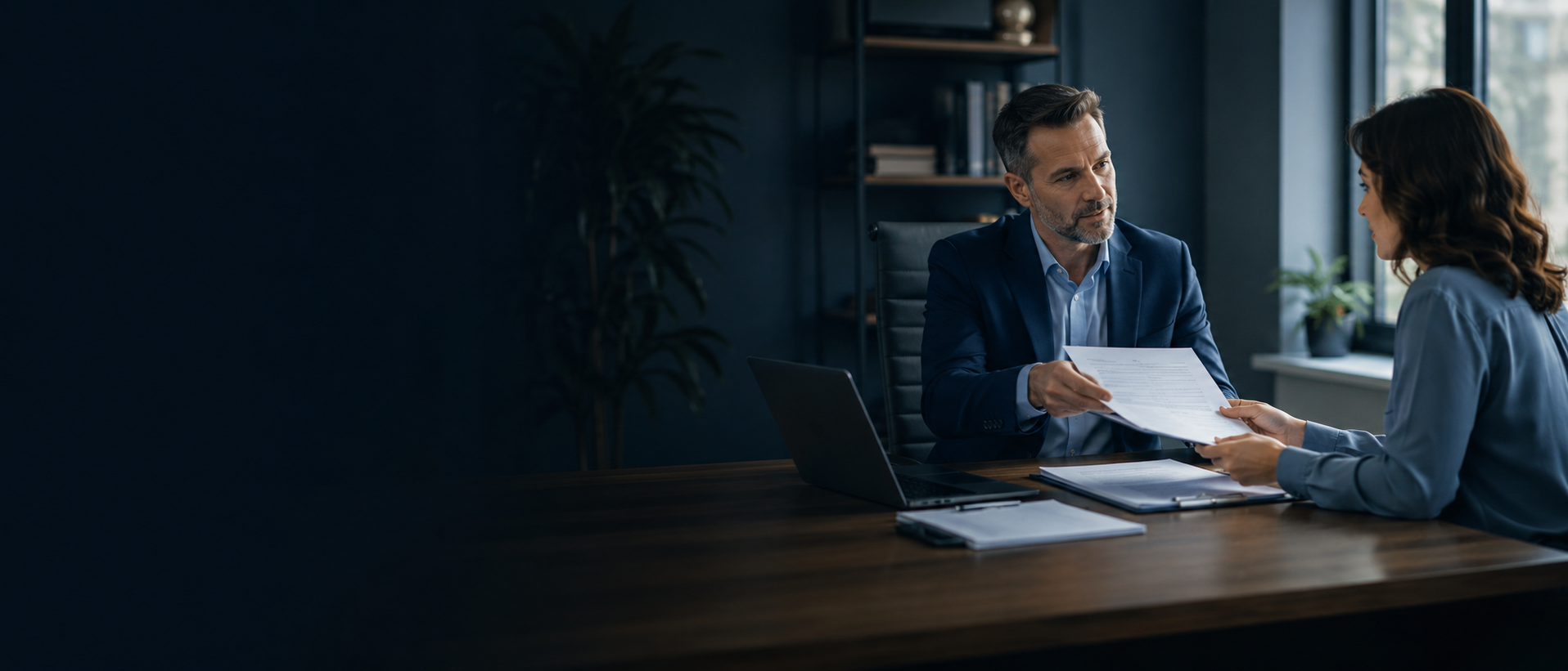 A business owner collecting a vendor's Form W-9 during onboarding