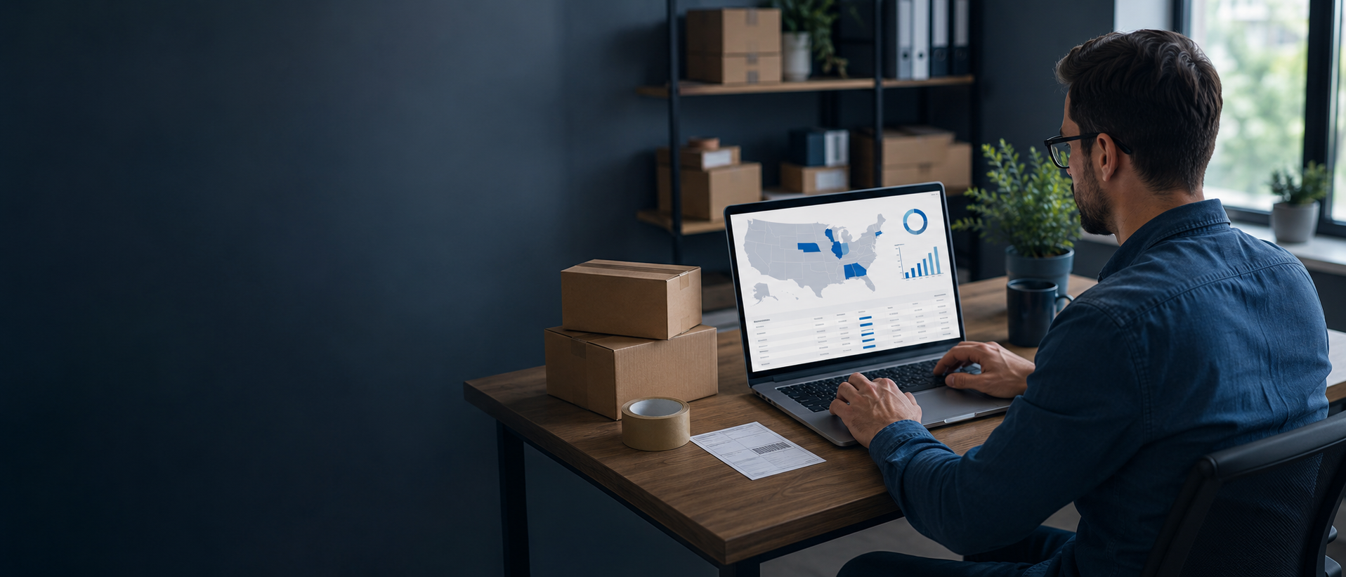 An online seller reviewing a U.S. map of state sales-tax nexus and thresholds