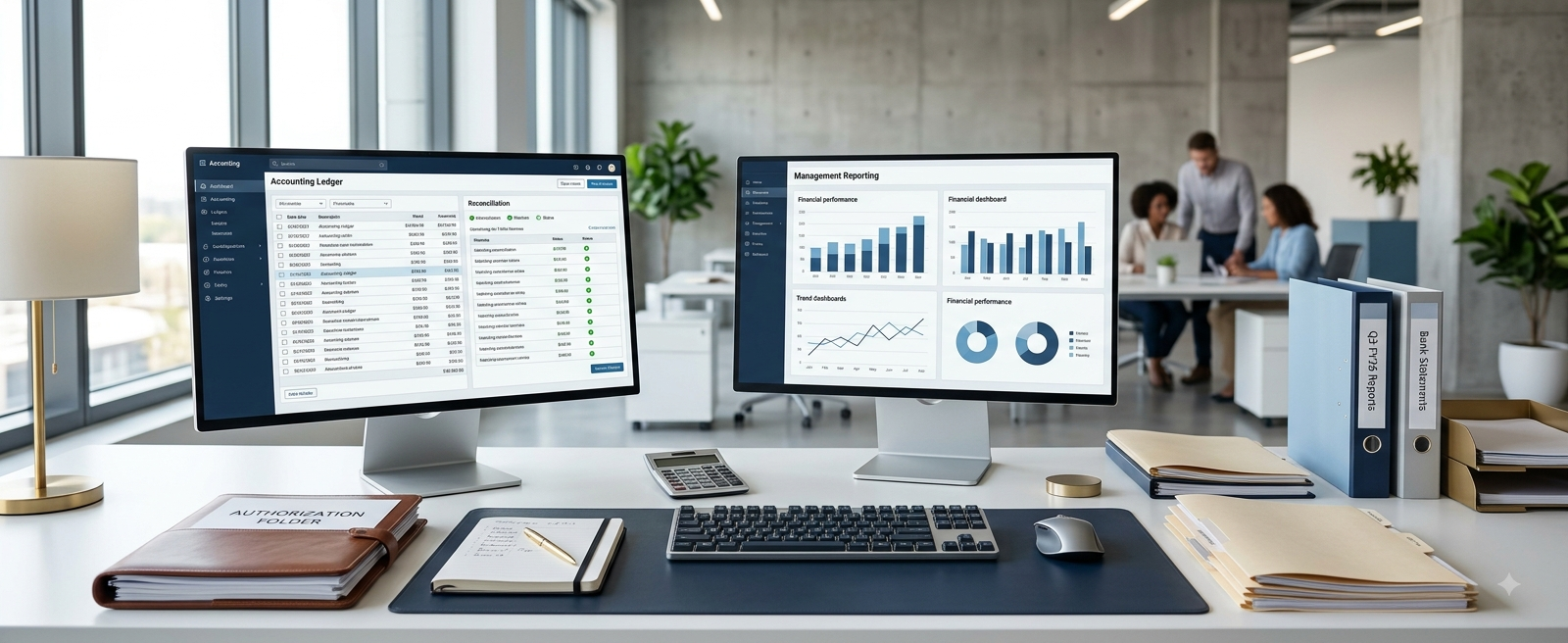 Modern startup finance and accounting workspace
