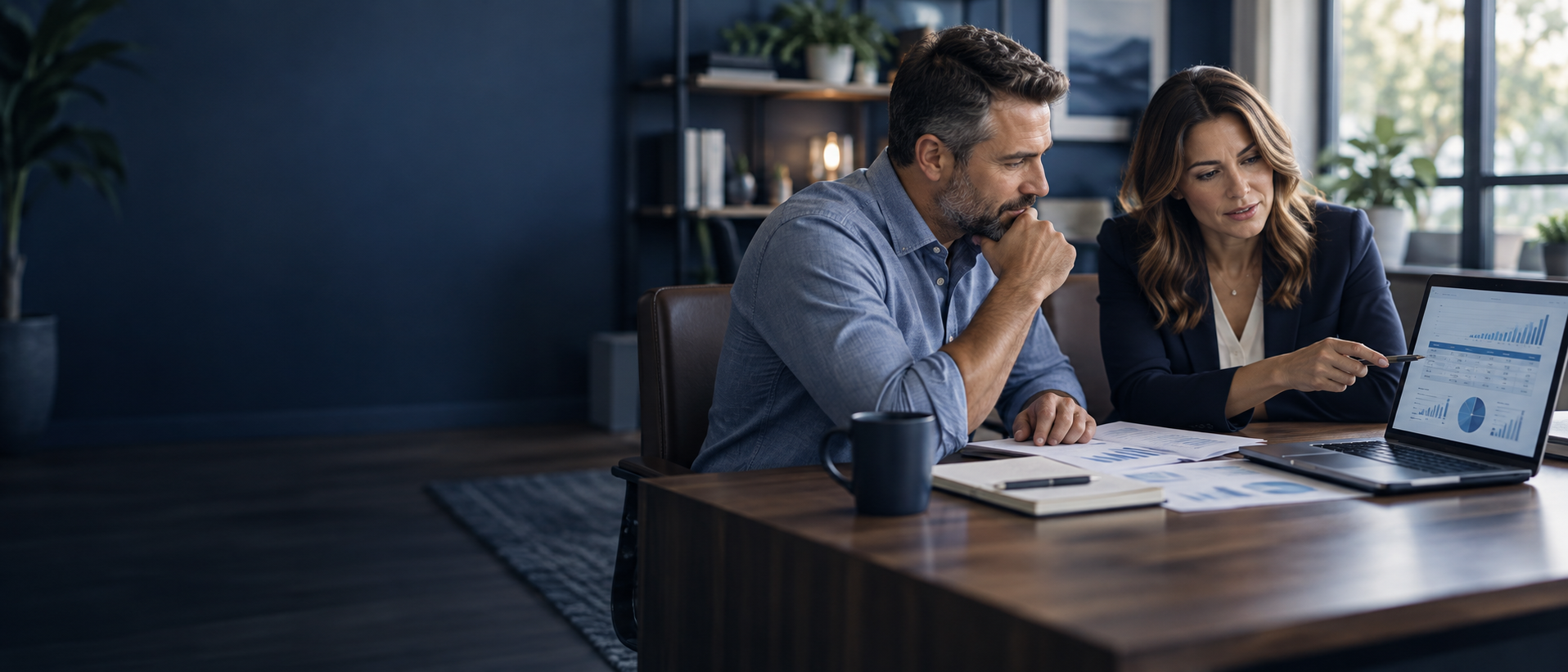 An LLC owner comparing payroll and profit numbers with a tax adviser