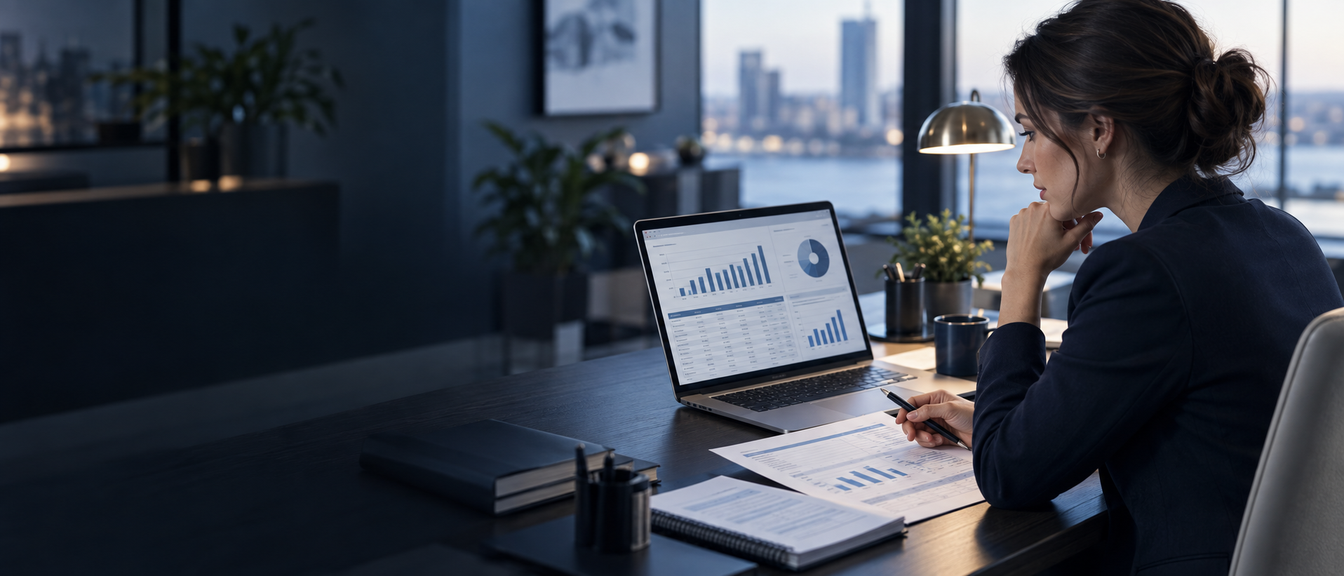 An accountant reviewing a deferred revenue schedule and SaaS billing records