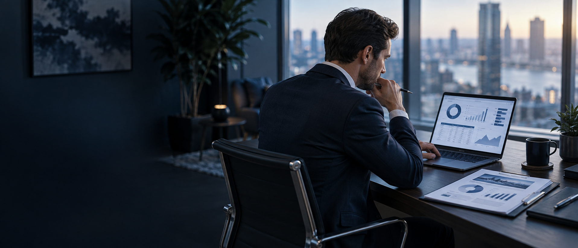 An accountant reviewing a purchase price allocation and intangible asset schedule