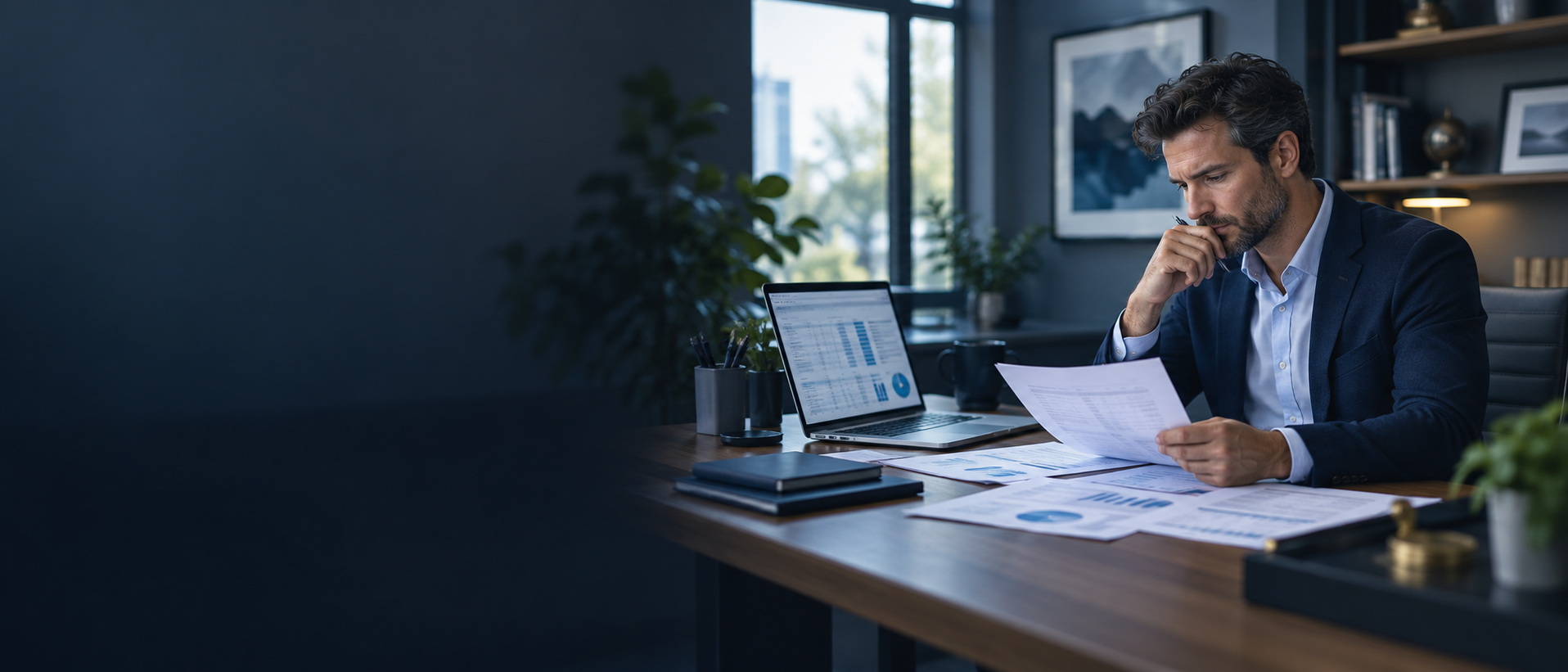A business owner reviewing a Schedule K-1 and owner basis worksheet