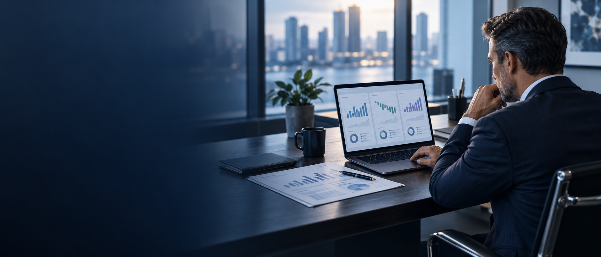 A business owner reviewing operating, investing, and financing cash-flow sections